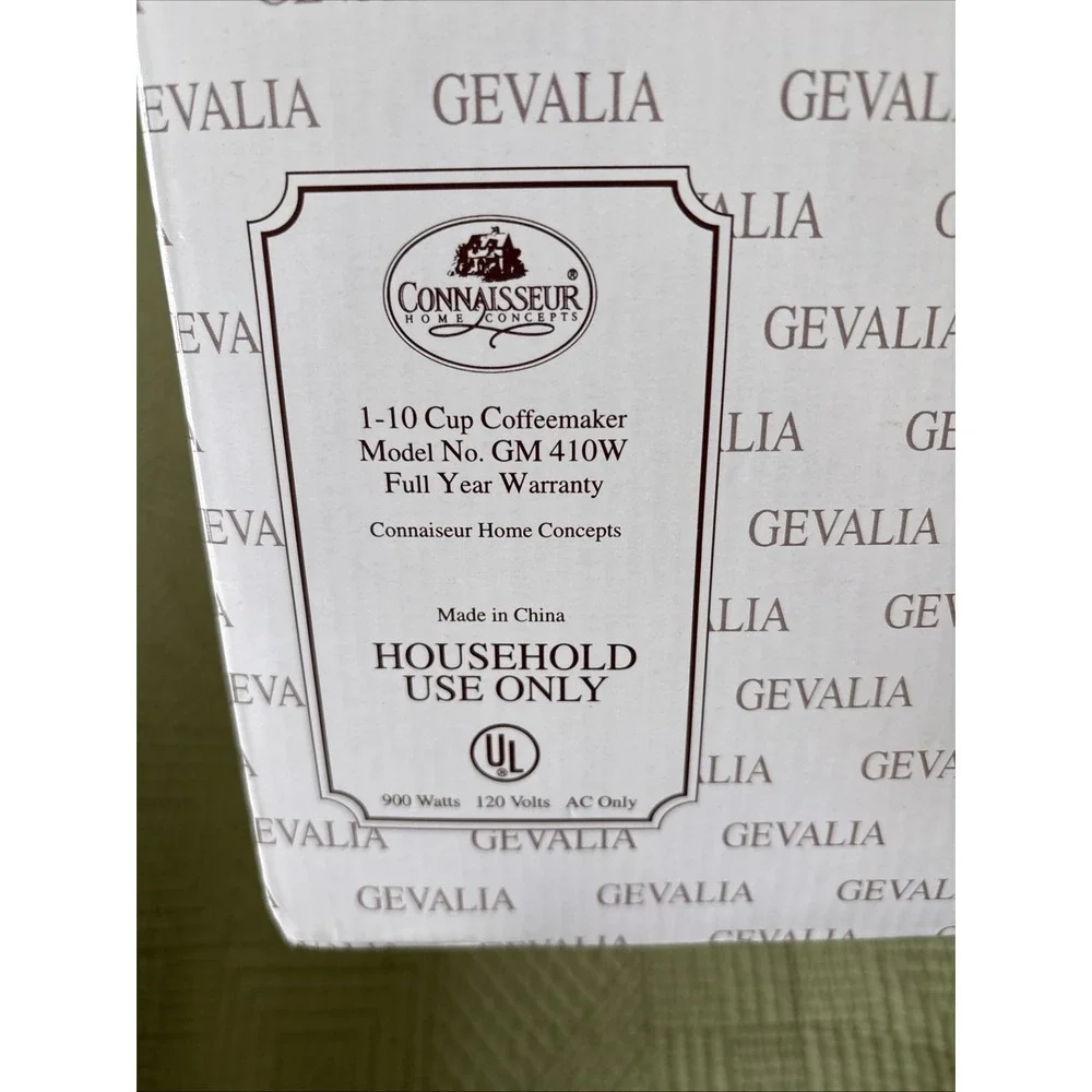 Gevalia Connoisseur Home Concepts 10 Cup Coffee Maker White GM-410W New Open Box